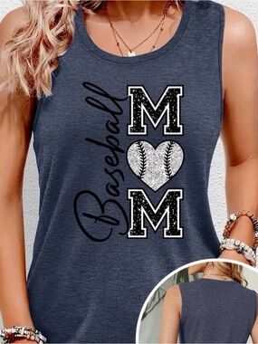 Baseball Mom Tank, Light Heather Navy, XXL (14) *NWT*